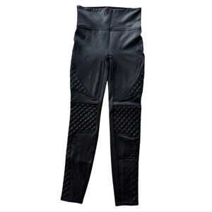 Spanx Quilted Faux Leather Moto Women's Leggings Size‎ X-small Black